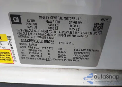 2016 Buick Enclave из США, поврежденный, VIN 5GAKRBKD5GJ150752